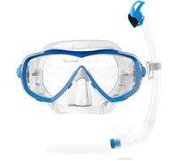 CRESSI Ensemble Combo Masque Estrella et Tuba Seal Dry pour la Plongée et Snorkeling Unisex-Adult, Transparent/Azur, Unique