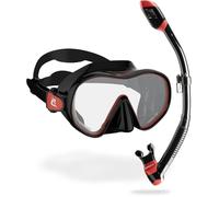 CRESSI Supernova Dry Combo Black/Red Masque F-Dual et Tuba Sec pour la Plongée et Le Snorkeling Unisex-Adult, Noir/Rouge, Unique