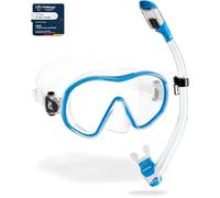 CRESSI Supernova Dry Combo Clear/Blue Masque F-Dual et Tuba Sec pour la Plongée et Le Snorkeling Unisex-Adult, Transparent/Bleu, Unique