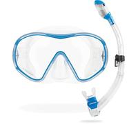 Cressi F-Dual + Supernova Dry Combo Set Unisex Masque et Tuba Sec pour la Plongée et Le Snorkeling, Transparent/Bleu, Taille Unique