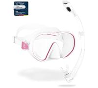 CRESSI Supernova Dry Combo Clear White Masque F-Dual et Tuba Sec pour la Plongée et Le Snorkeling Unisex-Adult, Blanc Pink/Transparent Blanc, Unique