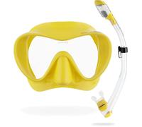CRESSI F1 Combo Set Yellow - Combo Set Masque + Tuba Sec pour la Plongée et Le Snorkelling, Jaune, Taille Unique, Unisex