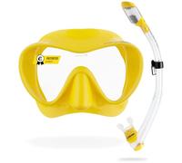 CRESSI F1 - Masque sans Cadre F1 ou Combo Set Masque + Tuba Sec pour la Plongée et Le Snorkelling, Taille Unique, Unisex