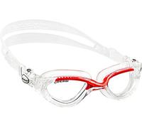 CRESSI Flash Goggles Clear/Clear Red, Lunettes de Natation pour Homme avec Oculaire Séparé Anti-buée, Anti-rayures et Verres Anti-UV, Transparent/Rouge_Lentilles Claire, Taille Unique
