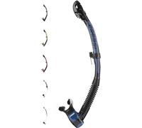 Cressi Itaca Ultra Dry Snorkel - Tuba Sec pour la plongée et l'apnée, Noir/Bleu Métal, Taille Unique, Unisexe Adulte