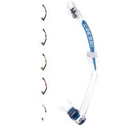 Cressi Itaca Ultra Dry Snorkel Tuba Sec pour la plongée et l'apnée Unisex-Adult, Transparent/Bleu Métal, Taille Unique