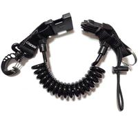 Cressi Laynyard with Ring Câble spiralé avec Anneau de plongée Unisex-Adult, Noir/Noir, 1 Mousqueton