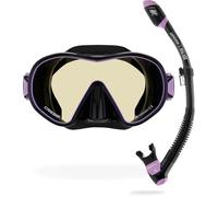CRESSI HiroQuest Limited Edition Mask & Snorkel Set Snorkeling Masque Unisex-Adult, Noir/Lilas Verre 380 Bleu/Orange, Taille Unique