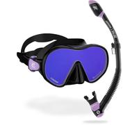 CRESSI HiroQuest Limited Edition Mask & Snorkel Set Snorkeling Masque Unisex-Adult, Noir/Lilas Verre 380 Bleu/Orange, Taille Unique