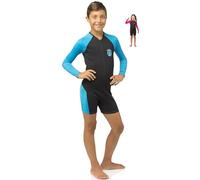 Cressi Little Shark Long Sleeve Combinaison Shorty pour Enfants Unisexe, Noir/Blu, 9/10 Ans