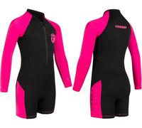 Cressi Little Shark Long Sleeve Combinaison Shorty pour Enfants Unisexe, Noir/Rose, 5/6 Ans