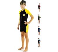Cressi Little Shark Shorty Wetsuit Combinaison de plongée Enfant Unisexe, Noir/Jaune, 3/4 ans