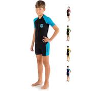 Cressi Little Shark Shorty Wetsuit Combinaison de plongée Enfant Unisexe, Noir/Blue, 3/4 ans
