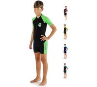 Cressi Little Shark Shorty Wetsuit Combinaison de plongée Enfant Unisexe, Noir/Lime, 7-8 ans