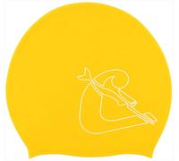 CRESSI Loira Long Hair Swim Cap Bonnet de Natation en Silicone Unisex-Adult, Jaune/Blanc, M