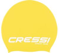 Cressi Loira Long Hair Swim Cap Yellow/White L - Bonnet de Natation en Silicone Hypoallergénique de Haute Qualité, Idéal pour Les Cheveux Longs, Jaune/Blanc, L, Adultes
