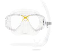 Cressi Marea VIP - Ensemble Combiné Masque Marea + Tuba Mexico pour la Plongée et Snorkelling, Transparent/Jaune, Taille Unique, Unisexe Adulte