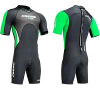Cressi Med X Man Wetsuit Combinaisons Shorty Premium Néoprène 2.5mm pour Hommes, Noir/Lime/Argent, XXXL/7