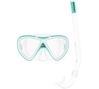 CRESSI Mini Peg & Mini Island Aqua Green/White - Ensemble de Snorkeling Kids 2/5 Ans avec Masque Mini Peg et Tuba Mini Island, Acqua Vert/Blanc, Taille Unique