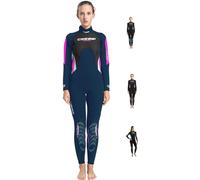 Cressi Morea Lady Wetsuit Full 3mm Combinaison Humide Monopièce 3 mm Femme, Bleu/Gris/Argent, L/4
