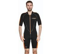 Cressi Lido Man - Combinaison Neoprene Shorty Homme - Natation Snorkeling et Plongee - Noir/Orange - M