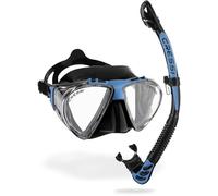 CRESSI Penta & Alpha Combo Black/Blue - Masque Penta + Tuba Alpha de Plongée et d'Apnée, Noir/Bleu, Taille Unique, Unisex