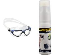 Cressi Planet - PREMIUM Lunette de Natation Transparent/Bleu Noir DF 200050 - Anti-buée en flacon vaporisateur - Blanc - 60 ML