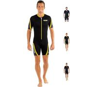 Cressi Playa Man 2,5 mm Combinaison de plongée Courte en néoprène hautement Extensible pour Hommes, Noir/Jaune, 4XL