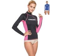 Cressi Lady Long SL Rash Guard Haute de Combinaison en Tissu très élastique spéciale, Manches Longues et Courtes, Protection Solaire UV (UPF) 50+ Femme, Noir/Rose, S/2 (38)