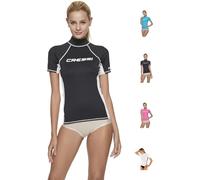 Cressi Rash Guard Lady - Rashguard de Protection en Tissu Super Élastique Spécial, avec Manches Courtes pour Femme, Protection Solaire UV (UPF) 50+, Noir/Blanc, XL/5 (44)