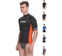 Cressi Sub S.p.A. Rash Guard Man Rash Guard Haute de combinaison en tissu très élastique spéciale, Manches Longues et Courtes, Protection Solaire UV (UPF) 50+ Noir/Orange S/2 (48)