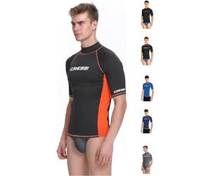 Cressi Rash Guard Rash Guard Haute de Combinaison en Tissu très élastique spéciale, Manches Longues et Courtes, Protection Solaire UV (UPF) 50+ Homme (Lot de 1)
