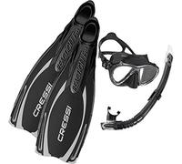 Cressi Reaction Pro Palme chaussante de Snorkeling/Plongée + Masque Big Eyes Evolution et Tuba Gamma