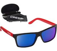 Cressi Rio-Sunglasses Premium Lunettes de Soleil Polarisées 100% Anti UV-avec étui Rigide Mixte, Rouge Noir/Verres Miroir Bleu, Taille Unique