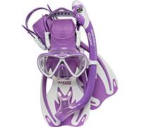 Cressi Rocks Pro Dry Set Ensemble Palme Masque Tuba pour Enfants Unisex-Youth, Lilas/Blanc, L/XL-34/38
