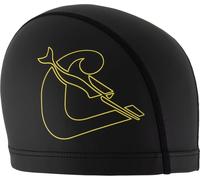 CRESSI Senna Swim Cap PU Coated Bonnet de Bain avec revêtement en polyuréthane Unisexe, Noir/Jaune, Taille Unique