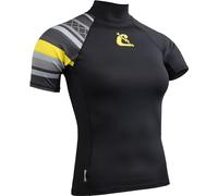 Cressi Shield Lady Rash Guard Short/SL Black Yellow- Rashguard à Manches Courtes Protection pour SUP et Sports Nautiques, Noir/Gelb, M/3, Femmes