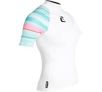 Cressi Shield Lady Rash Guard Short/SL White Aquamarine- Rashguard à Manches Courtes Protection pour SUP et Sports Nautiques, Blanc/Aquamarine, L/4, Femmes