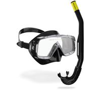 CRESSI Sirena & Island 2.0 Black/Black - Ensemble de Snorkeling Masque Sirena + Tuba Island 2.0, Noir/Noir, Taille Unique, Unisex