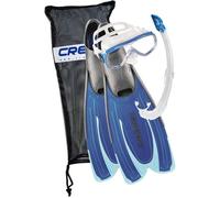 Cressi Agua Bag Ensemble Plongée/Natation Palmes-Masque-Tuba avec Sac Mixte Enfant, Bleu/Azure, 45/46