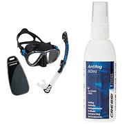 Cressi Sub S.p.A. Big Eyes & Alpha Set de Randonnée Aquatique Mixte Adulte, Noir/Bleu, Uni & Spray antibuée Blanc 60 ML