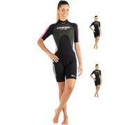 Cressi Sub S.p.A. Med X Lady Combinaison Court pour Femmes, Noir/Rose/Argent, XS/1 (40/42)