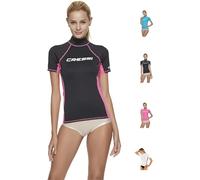 Cressi Sub S.p.A. Rash Guard Lady Rash Guard Haute de combinaison en tissu très élastique spéciale, Manches Longues et Courtes, Protection Solaire UV (UPF) 50+ Noir/Rose S/2 (38)