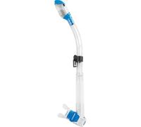 Cressi Supernova Dry avec Valve et Pare-éclaboussures pour Snorkeling et apnée, Embout en Silicone avec Valve de Purge et Fixation Rapide, Unisex, Taille Unique, Transparent/Bleu
