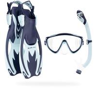Cressi Tinetto Rocks Dry Set Snorkeling Sets, Navy/Cyan Glacé, S/M