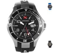 Cressi Traveller Dual Time-Manta Montre de Voyage Double Fuseau horaire/plongée Verre minéral 20 ATM Mixte Adulte, Argent/Noir/Noir