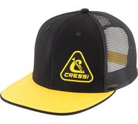CRESSI Trucker Flat Cap Baseball, Noir/Jaune, Taille Unique Unisex