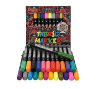 CRESZZLE 24 Marqueur Textile Permanent - Feutre Textile Permanent, Stylo Textile Indélébile, Peintures pour Textiles, Feutre Tissu Textile Permanent - Pour Vêtements, Sacs et Chaussures Lavables