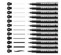 CRESZZLE Feutre noir, stylo feutre pointe fine, ensemble de 12 stylos de dessin professionnels, encre sans acide, résistants à la saleté, à la lumière. Idéal pour les enfants, les artistes