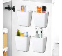CRESZZLE Lot de 4 boîtes de rangement murales auto-adhésives, rangement et organisation de cuisine, rangement produits menagers, boîte de rangement pour placard, réfrigérateur, petits objets.